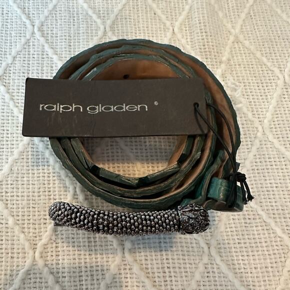 Ralph Gladen Crocodile Leather Buckle Western Belt - Picture 4 of 9